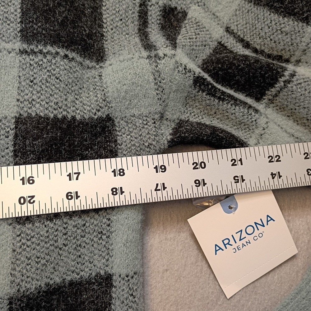 NWT Arizona Jean Company Cropped Flannel Cardigan 2 Piece Size Medium Blue/Black - Picture 9 of 11